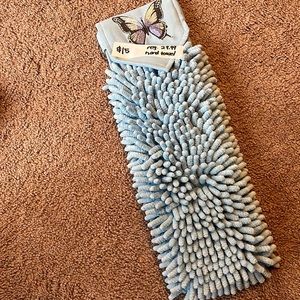 Light blue chenille butterfly Norwex hand towel - new